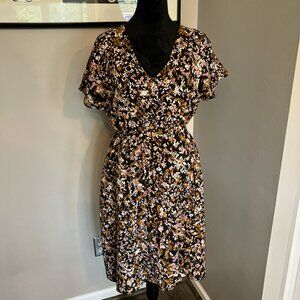 Anthropologie Superfoxx knee length short sleeve floral cottage boho dress sz xs